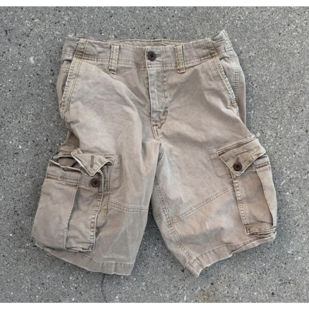 American Eagle Classic Cargo Shorts Men's 28 Khaki Brown Cotton Stretch Outdoor
